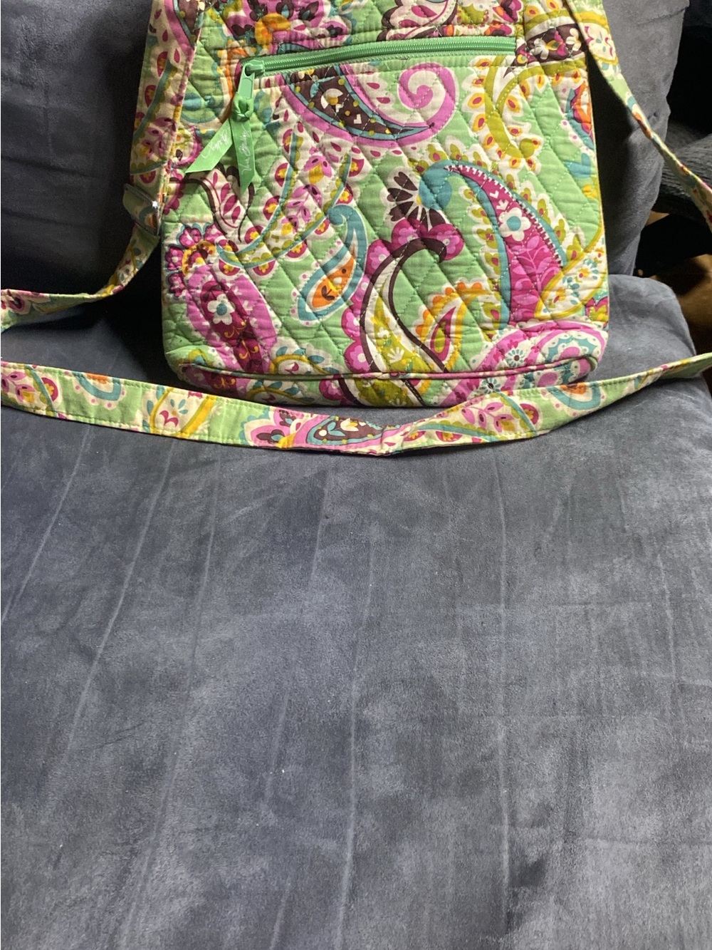 Quilted Paisley Crossbody Bag in Green and Pink